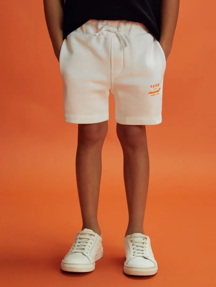 Reiss CoOrds Children 1314 Yrs McLaren F1 Cotton Drawstring Shorts In White Reiss CoOrds Children 1314 Yrs McLaren F1 Cotton Drawstring Shorts In White