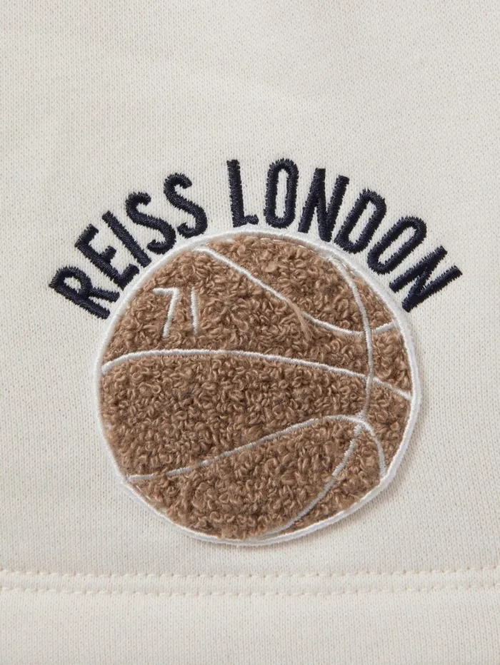 Reiss CoOrds Children 39 Yrs Relaxed Embroidered Basketball Shorts In Off White Reiss CoOrds Children 39 Yrs Relaxed Embroidered Basketball Shorts In Off White