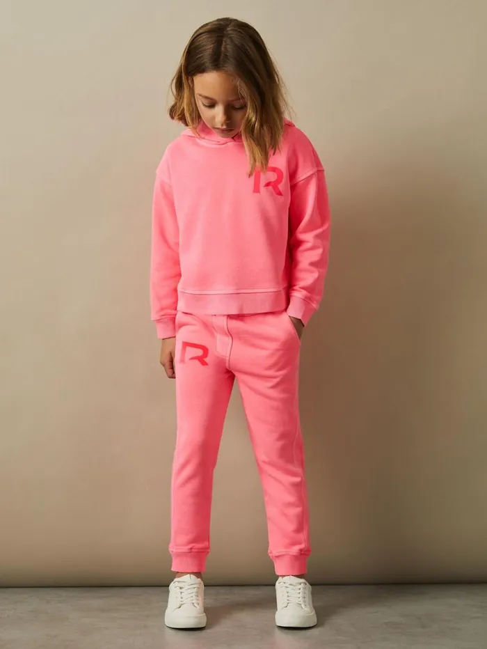 Reiss CoOrds Children 913 Yrs Oversized Logo Cotton Blend Drawstring Joggers In Bright Pink Reiss CoOrds Children 913 Yrs Oversized Logo Cotton Blend Drawstring Joggers In Bright Pink