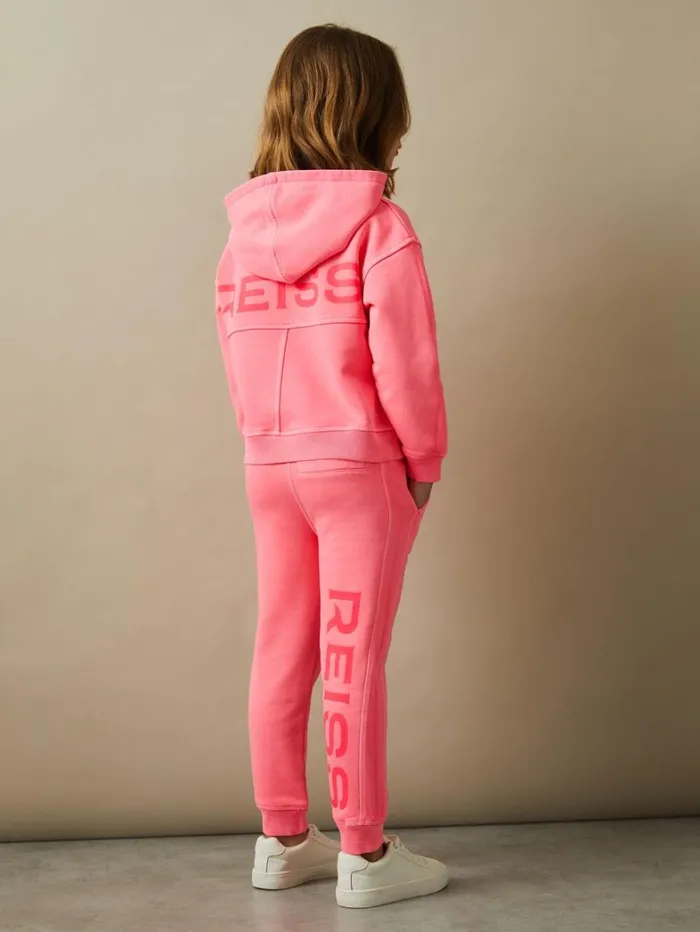 Reiss CoOrds Children 913 Yrs Oversized Logo Cotton Blend Drawstring Joggers In Bright Pink Reiss CoOrds Children 913 Yrs Oversized Logo Cotton Blend Drawstring Joggers In Bright Pink