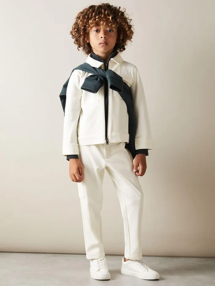 Reiss CoOrds Children 913 Yrs Twill Cargo Trousers In Off White