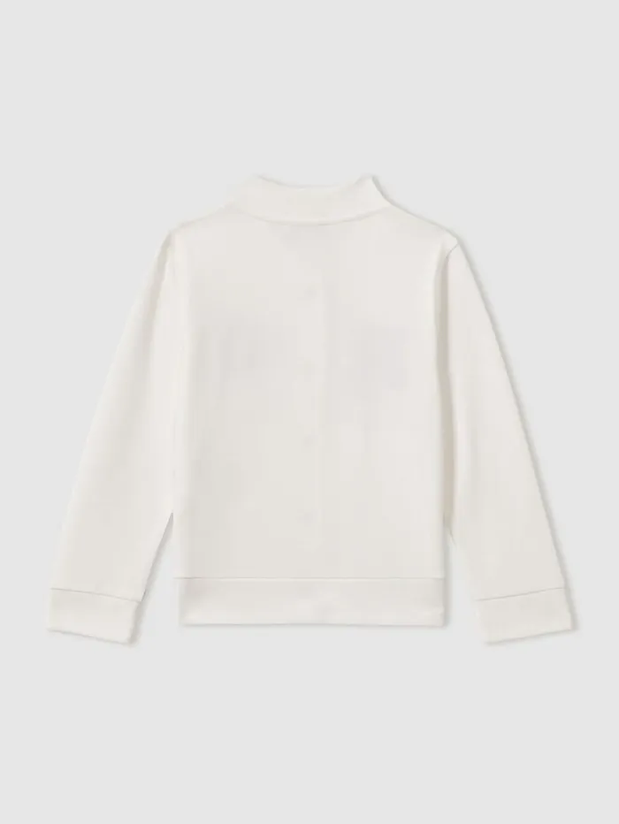 Reiss Coats and Jackets Children 39 Yrs Interlock Jersey Basketball Bomber Jacket In Off White Reiss Coats and Jackets Children 39 Yrs Interlock Jersey Basketball Bomber Jacket In Off White