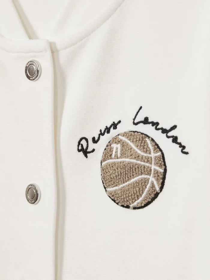 Reiss Coats and Jackets Children 39 Yrs Interlock Jersey Basketball Bomber Jacket In Off White Reiss Coats and Jackets Children 39 Yrs Interlock Jersey Basketball Bomber Jacket In Off White