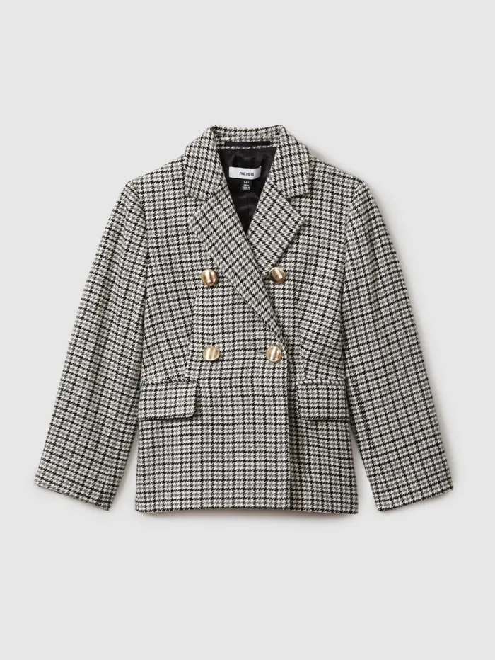 Reiss Coats and Jackets Children 913 Yrs Checked Double Breasted Suit Blazer In Black Reiss Coats and Jackets Children 913 Yrs Checked Double Breasted Suit Blazer In Black