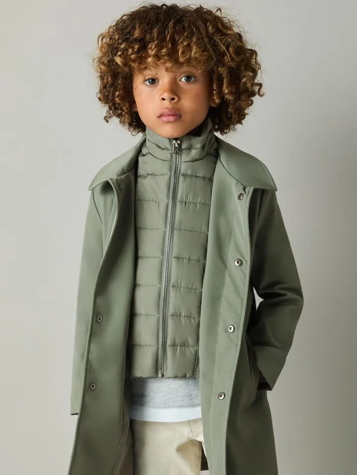 Reiss Coats and Jackets Children 913 Yrs Gabardine Coat With Removable Gilet In Sage Green Reiss Coats and Jackets Children 913 Yrs Gabardine Coat With Removable Gilet In Sage Green