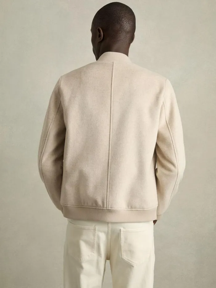 Reiss Coats and Jackets Men Brushed WoolBlend Bomber Jacket In Stone