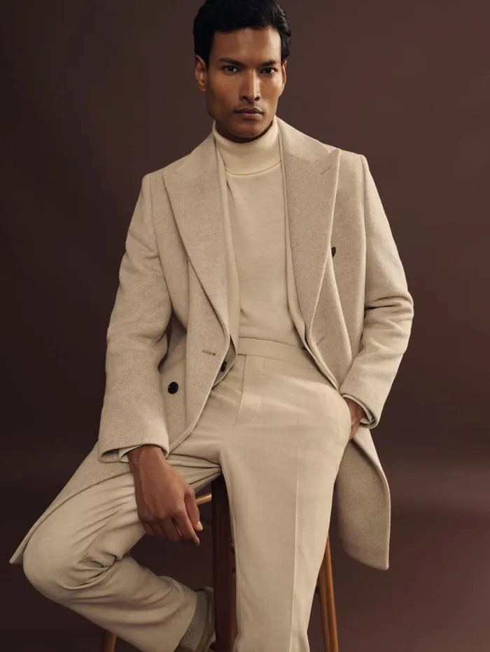Reiss Coats and Jackets Men WoolBlend DoubleBreasted Coat In Oatmeal
