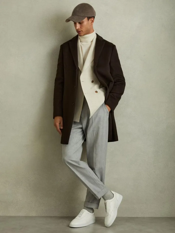 Reiss Coats and Jackets Men Wool Blend Single Breasted Epsom Overcoat In Chocolate Brown Reiss Coats and Jackets Men Wool Blend Single Breasted Epsom Overcoat In Chocolate Brown