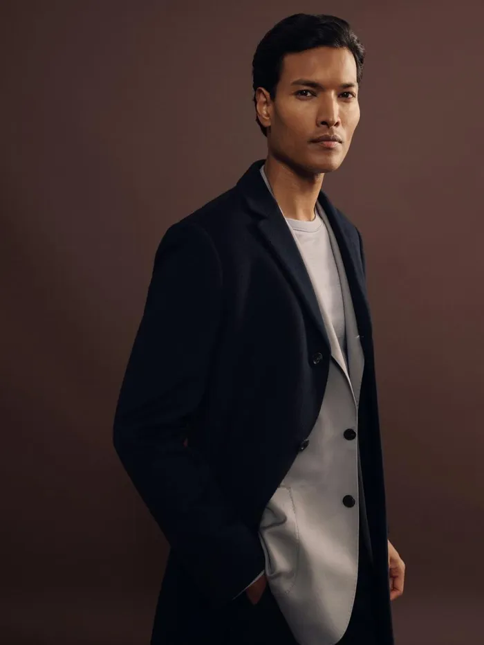 Reiss Coats and Jackets Men Wool Blend Single Breasted Epsom Overcoat In Navy