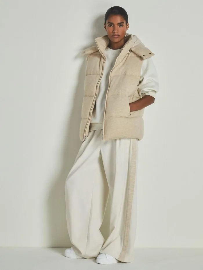 Reiss Coats and Jackets Women Reiss Les 100 Ciels BrushedCashmere Down Gilet In Stone