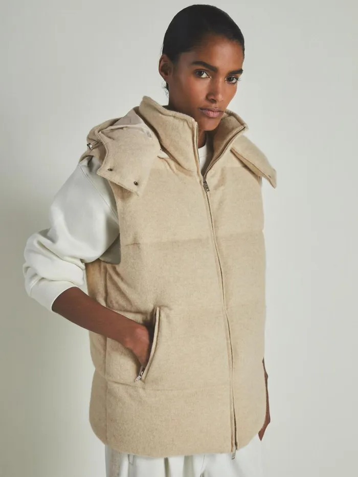 Reiss Coats and Jackets Women Reiss Les 100 Ciels BrushedCashmere Down Gilet In Stone Reiss Coats and Jackets Women Reiss Les 100 Ciels BrushedCashmere Down Gilet In Stone