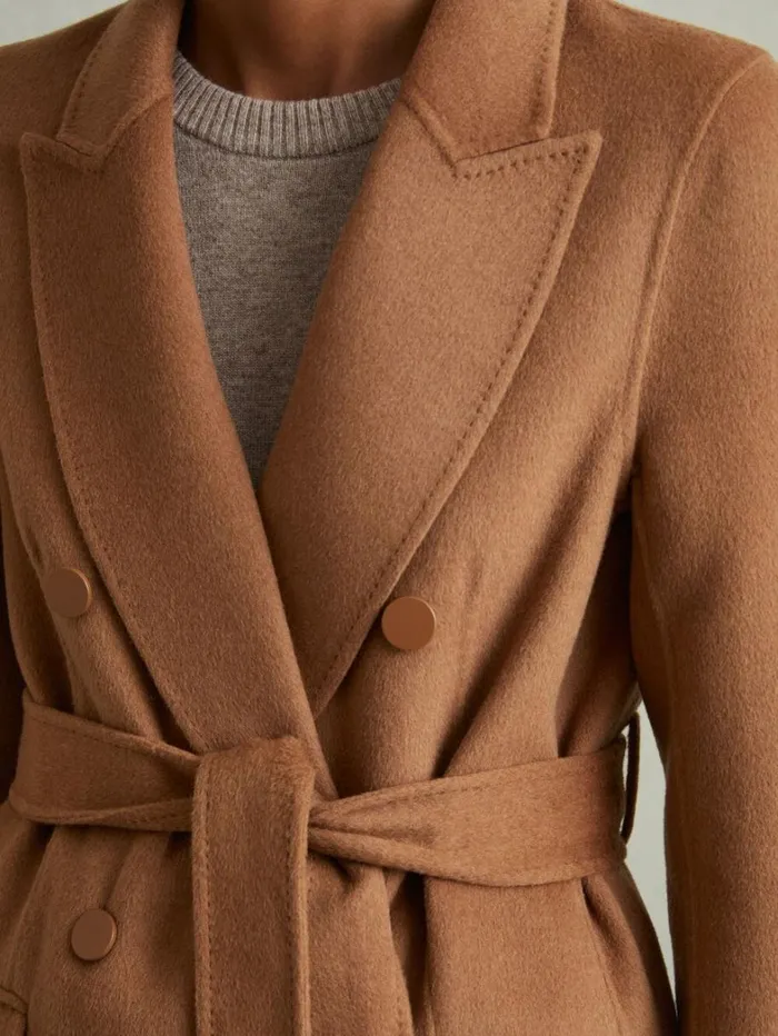 Reiss Coats and Jackets Women Wool Blend Double Breasted Blindseam Trench Coat In Toffee Reiss Coats and Jackets Women Wool Blend Double Breasted Blindseam Trench Coat In Toffee