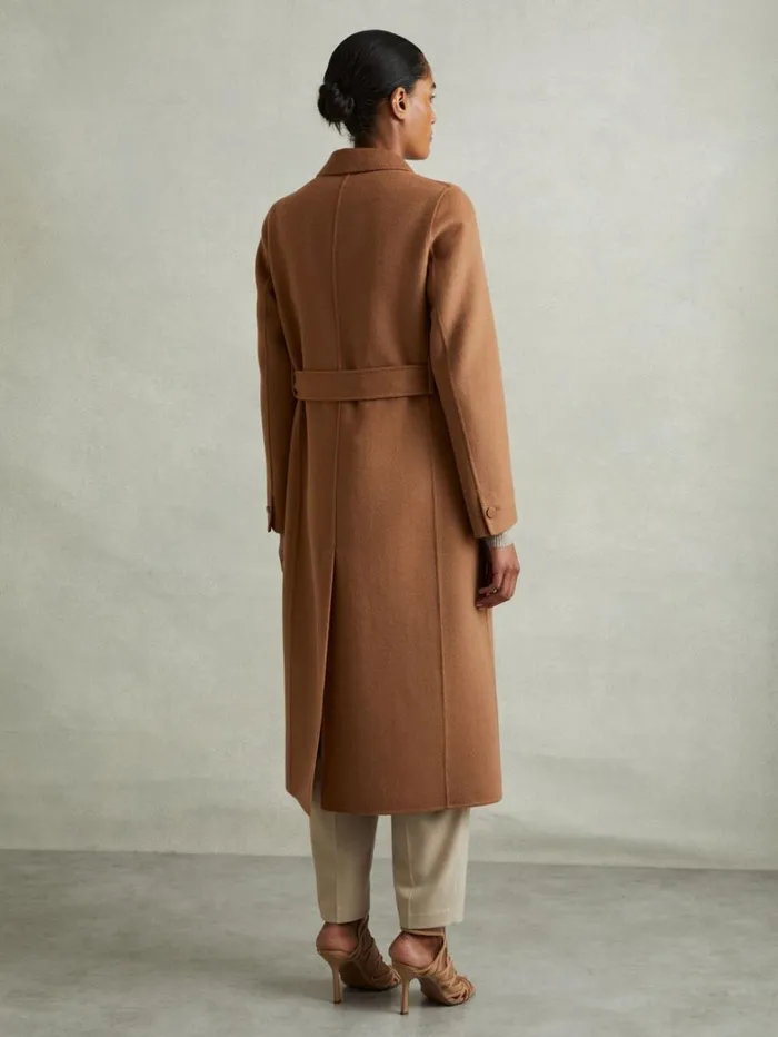 Reiss Coats and Jackets Women Wool Blend Double Breasted Blindseam Trench Coat In Toffee Reiss Coats and Jackets Women Wool Blend Double Breasted Blindseam Trench Coat In Toffee