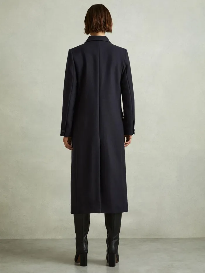Reiss Coats and Jackets Women Woolblend Twill DoubleBreasted Coat In Navy Reiss Coats and Jackets Women Woolblend Twill DoubleBreasted Coat In Navy
