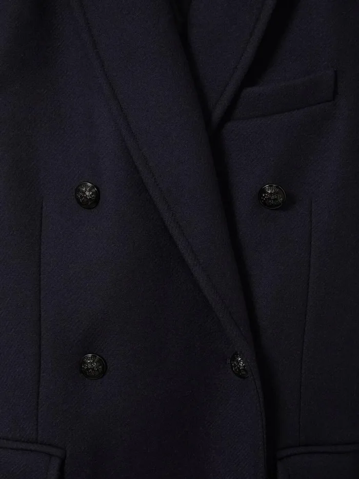 Reiss Coats and Jackets Women Woolblend Twill DoubleBreasted Coat In Navy Reiss Coats and Jackets Women Woolblend Twill DoubleBreasted Coat In Navy