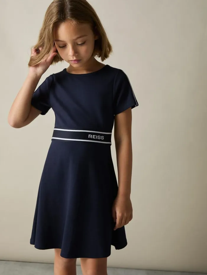 Reiss Dresses Children 1314 Yrs InterlockJersey LogoWaistband Dress In Navy Reiss Dresses Children 1314 Yrs InterlockJersey LogoWaistband Dress In Navy