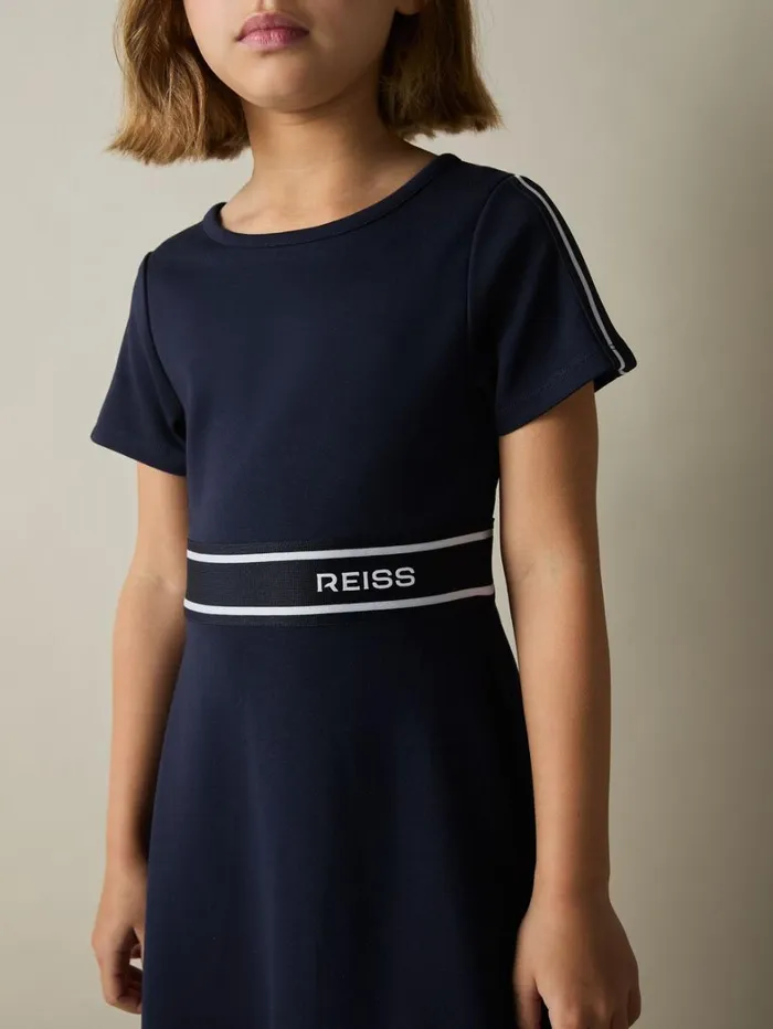 Reiss Dresses Children 1314 Yrs InterlockJersey LogoWaistband Dress In Navy Reiss Dresses Children 1314 Yrs InterlockJersey LogoWaistband Dress In Navy