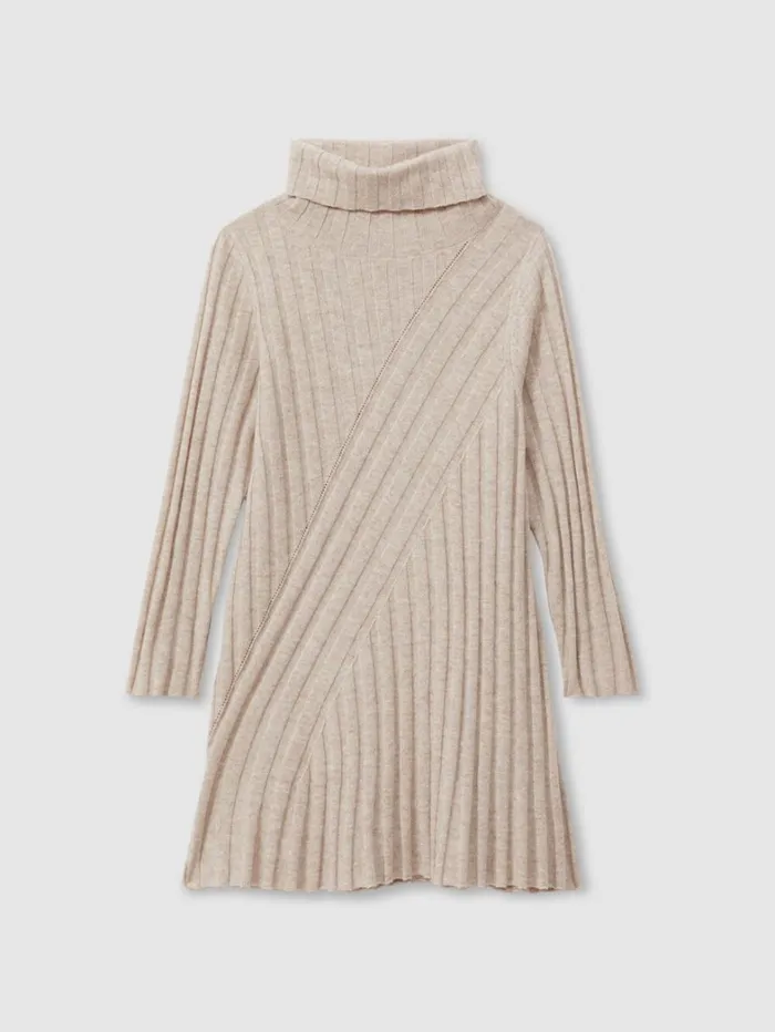 Reiss Dresses Children 1314 Yrs Knitted Roll Neck Dress In Oatmeal