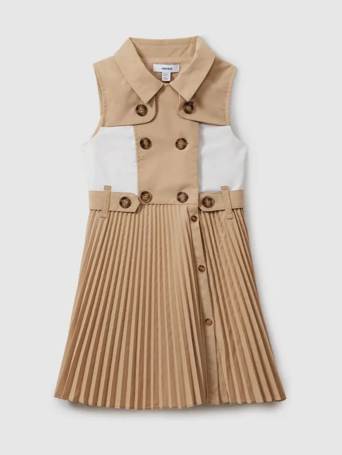 Reiss Dresses Children 1314 Yrs Pleated ButtonFront Dress In Camel
