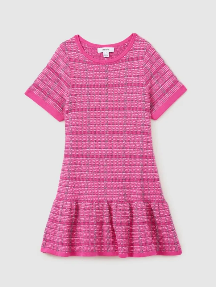 Reiss Dresses Children 49 Yrs Cotton Blend Checked Smocked Dress In Pink Reiss Dresses Children 49 Yrs Cotton Blend Checked Smocked Dress In Pink