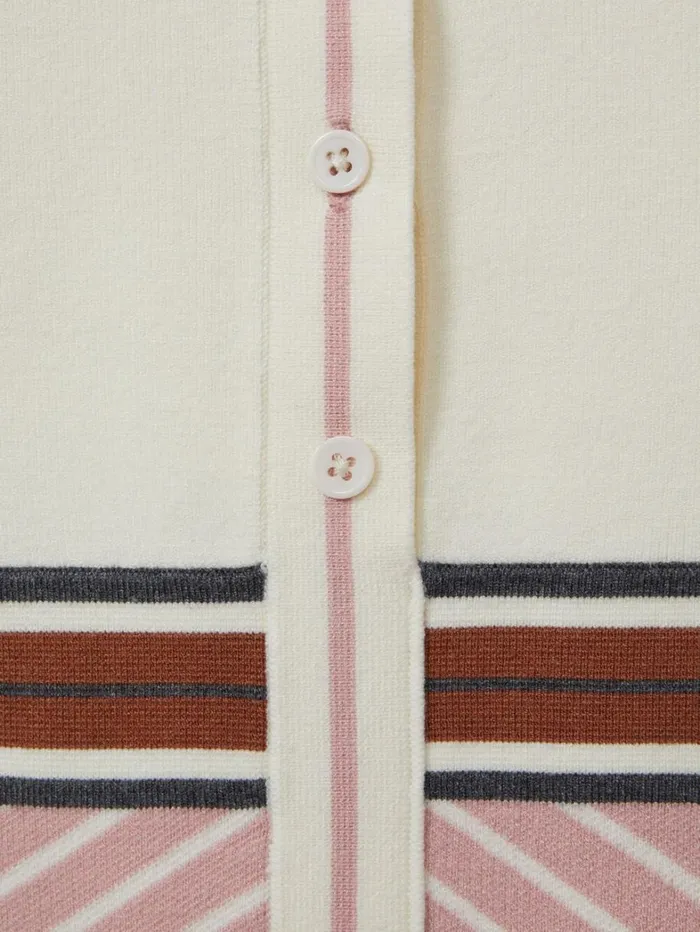 Reiss Dresses Children 49 Yrs Knitted Striped Collar Dress In Pink Reiss Dresses Children 49 Yrs Knitted Striped Collar Dress In Pink