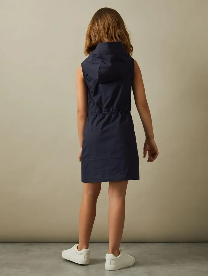 Reiss Dresses Children 49 Yrs Shell Hooded Dress In Navy Reiss Dresses Children 49 Yrs Shell Hooded Dress In Navy