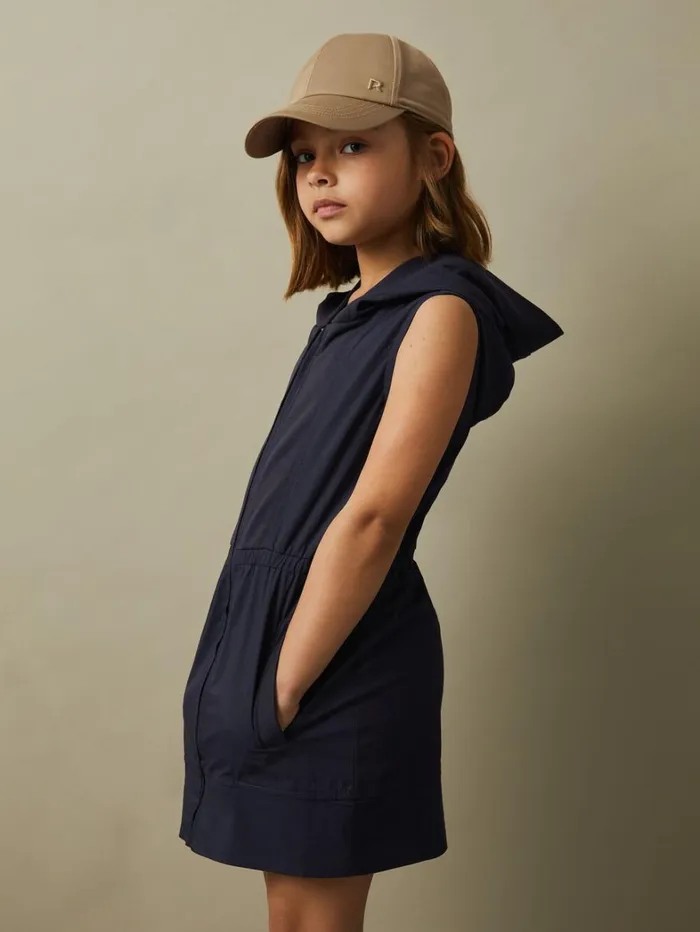 Reiss Dresses Children 49 Yrs Shell Hooded Dress In Navy Reiss Dresses Children 49 Yrs Shell Hooded Dress In Navy