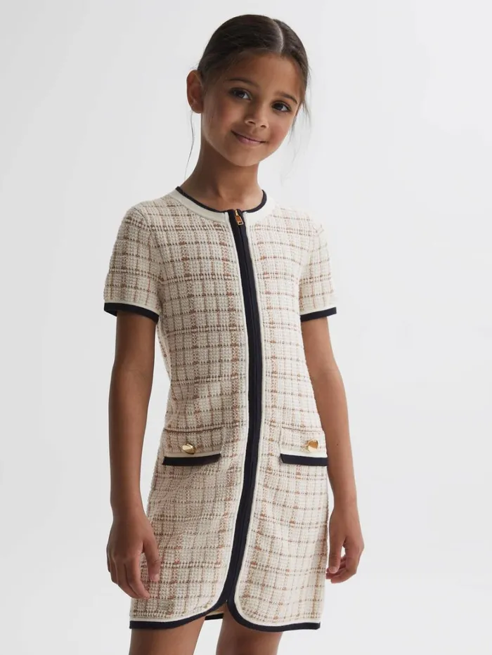Reiss Dresses Children 49 Yrs Twill Short Sleeve Dress In Pink