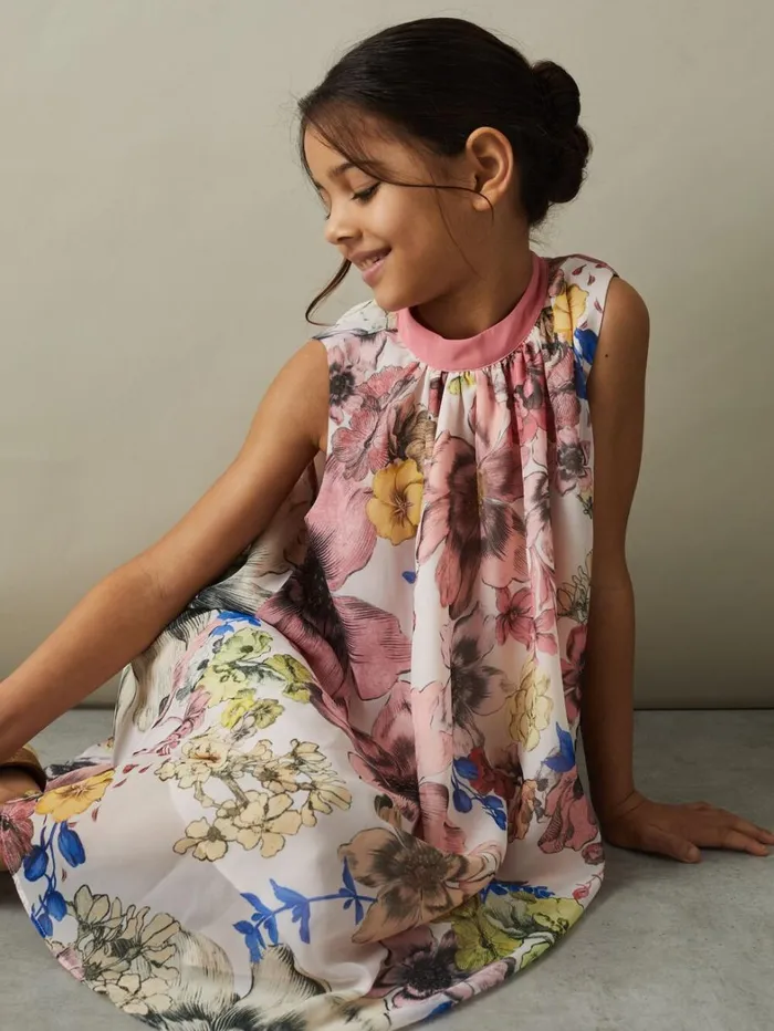 Reiss Dresses Children 913 Yrs Floral Print Halter Neck Dress In Pink Print