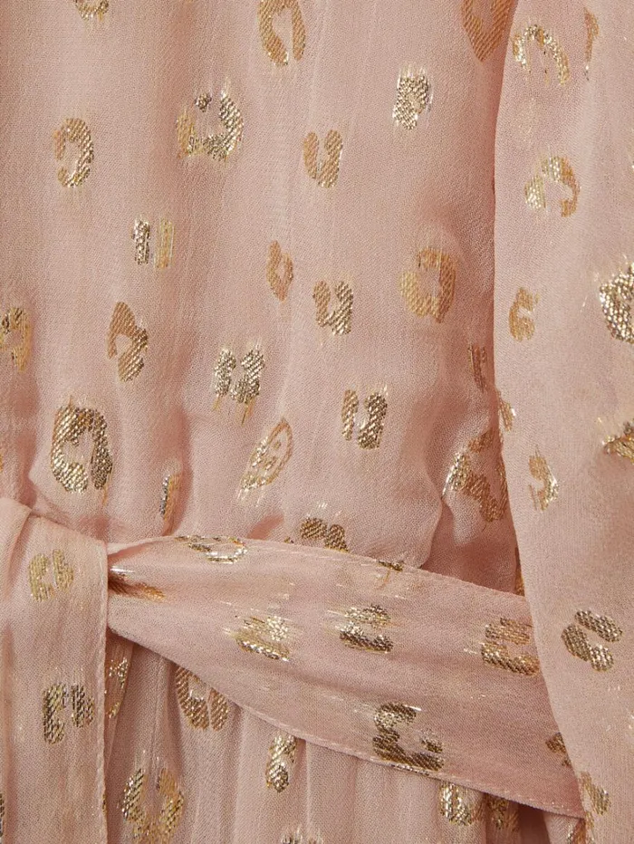 Reiss Dresses Children 913 Yrs Metallic Jacquard Print Puff Sleeve Dress In Pink Reiss Dresses Children 913 Yrs Metallic Jacquard Print Puff Sleeve Dress In Pink