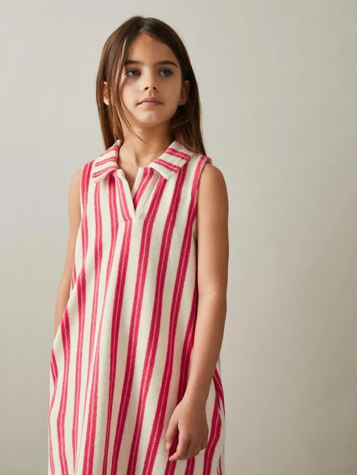 Reiss Dresses Children 913 Yrs Towelling Open Collar Dress In Pink