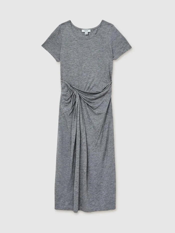 Reiss Dresses Children Jersey Knotted Midi Dress In Grey