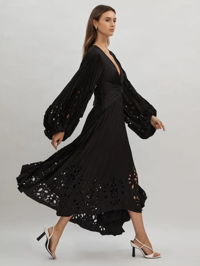 Reiss Dresses Women Acler Balloon Sleeve Midi Dress In Black