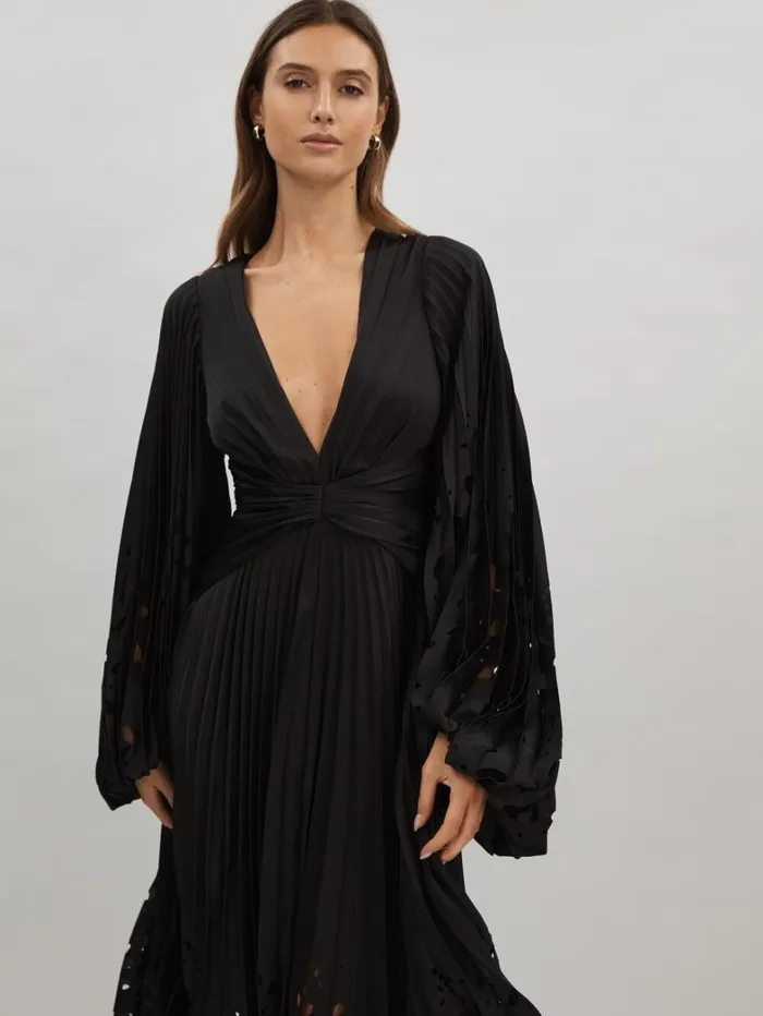 Reiss Dresses Women Acler Balloon Sleeve Midi Dress In Black Reiss Dresses Women Acler Balloon Sleeve Midi Dress In Black