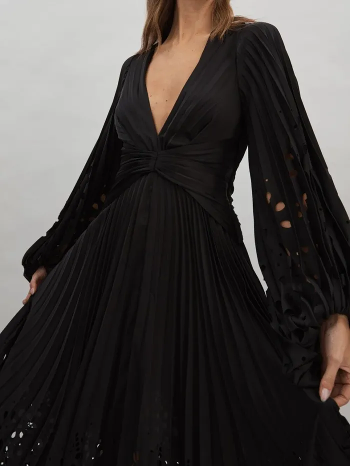 Reiss Dresses Women Acler Balloon Sleeve Midi Dress In Black Reiss Dresses Women Acler Balloon Sleeve Midi Dress In Black