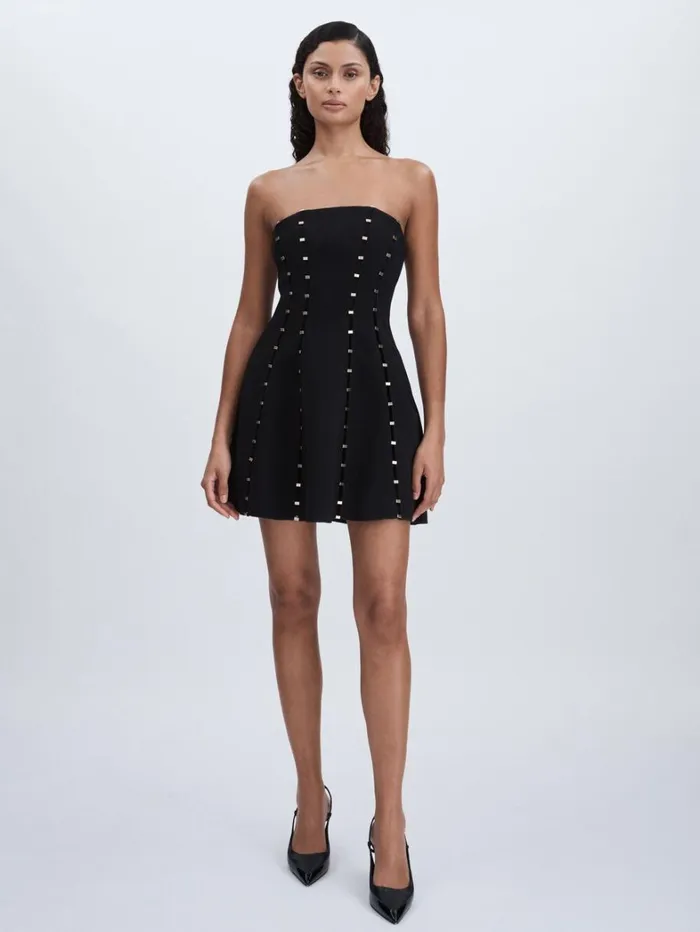 Reiss Dresses Women Acler Strapless Crepe BarSeam Black Mini Dress In Black
