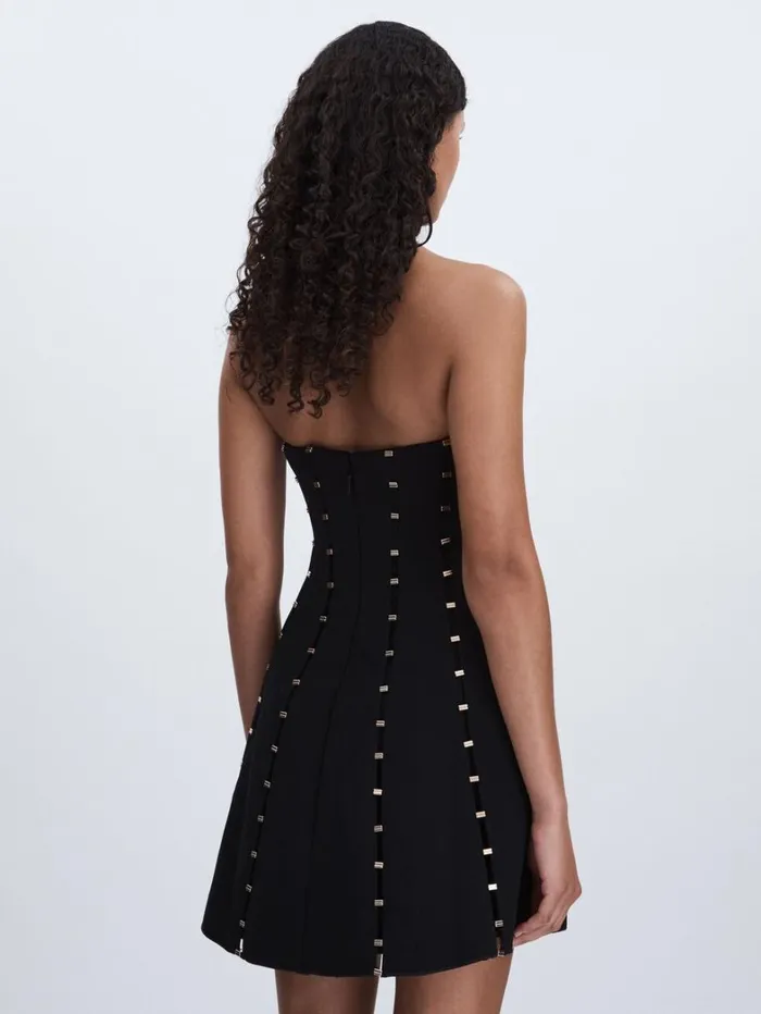 Reiss Dresses Women Acler Strapless Crepe BarSeam Black Mini Dress In Black Reiss Dresses Women Acler Strapless Crepe BarSeam Black Mini Dress In Black