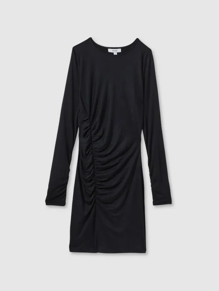 Reiss Dresses Women Allie Charcoal Ruched Jersey Mini Dress Reiss Dresses Women Allie Charcoal Ruched Jersey Mini Dress