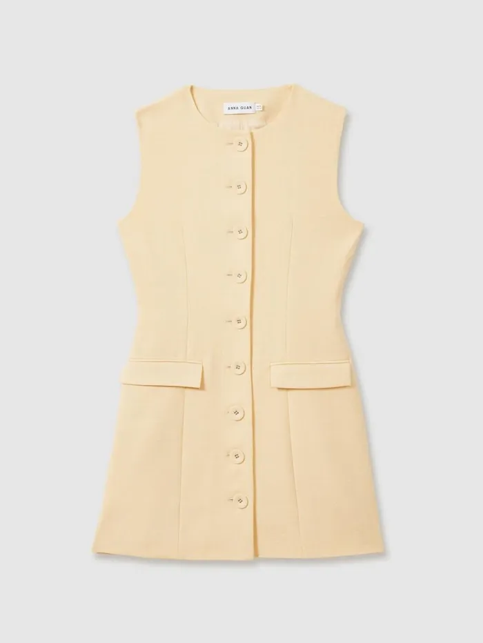 Reiss Dresses Women Anna Quan Button Through Mini Dress With Wool In Buttercup Reiss Dresses Women Anna Quan Button Through Mini Dress With Wool In Buttercup