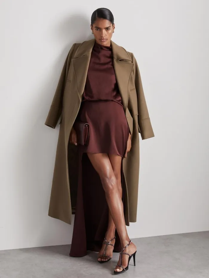 Reiss Dresses Women Atelier Satin SteppedHem Dress In Burgundy Reiss Dresses Women Atelier Satin SteppedHem Dress In Burgundy
