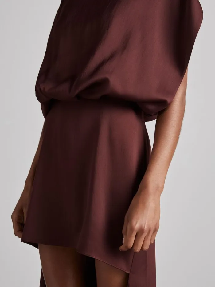 Reiss Dresses Women Atelier Satin SteppedHem Dress In Burgundy Reiss Dresses Women Atelier Satin SteppedHem Dress In Burgundy