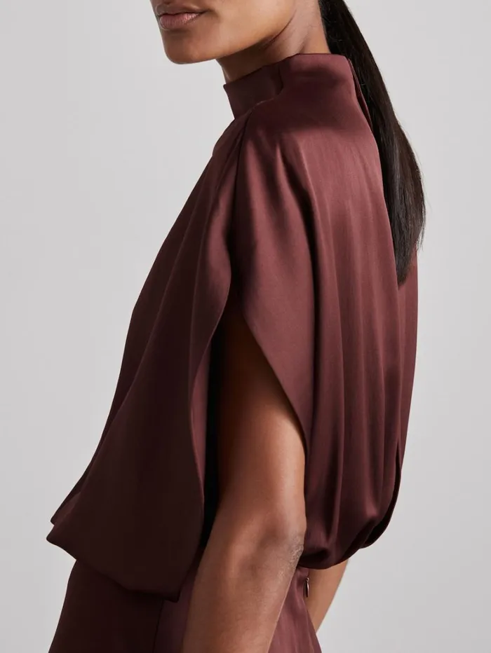 Reiss Dresses Women Atelier Satin SteppedHem Dress In Burgundy Reiss Dresses Women Atelier Satin SteppedHem Dress In Burgundy