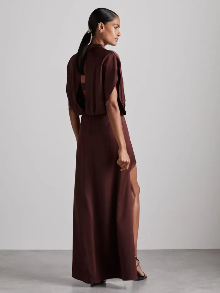 Reiss Dresses Women Atelier Satin SteppedHem Dress In Burgundy Reiss Dresses Women Atelier Satin SteppedHem Dress In Burgundy