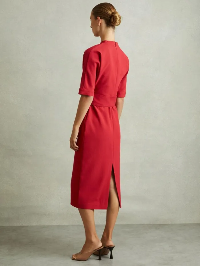 Reiss Dresses Women Belted Midi Dress In Red Reiss Dresses Women Belted Midi Dress In Red