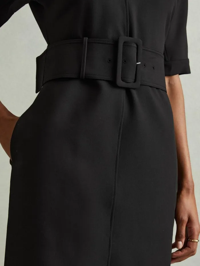 Reiss Dresses Women Belted Mini Dress In Black Reiss Dresses Women Belted Mini Dress In Black
