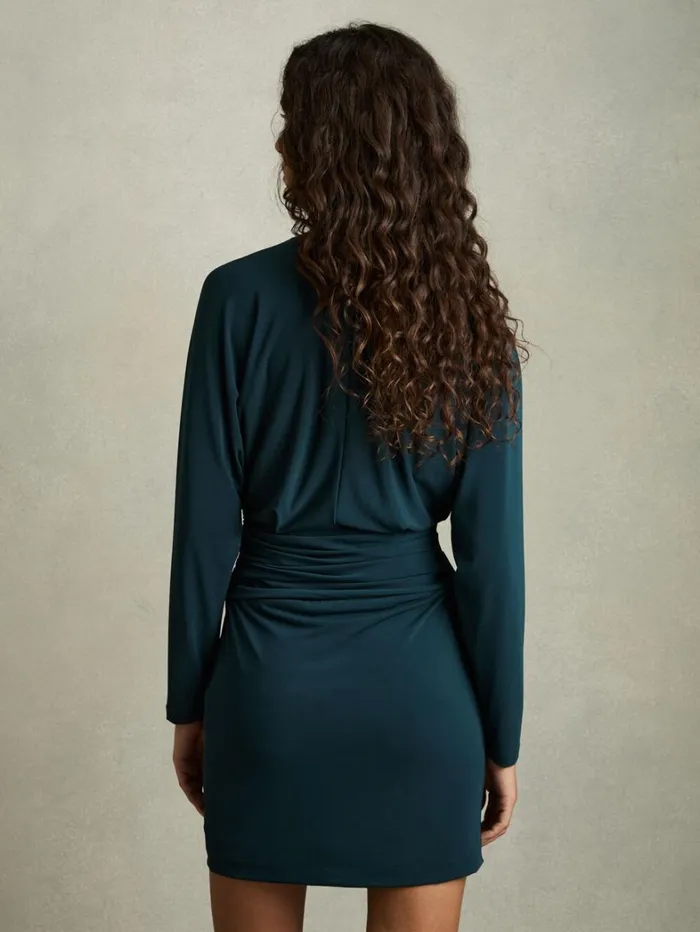 Reiss Dresses Women DrapedFront Jersey Mini Dress In Teal Reiss Dresses Women DrapedFront Jersey Mini Dress In Teal