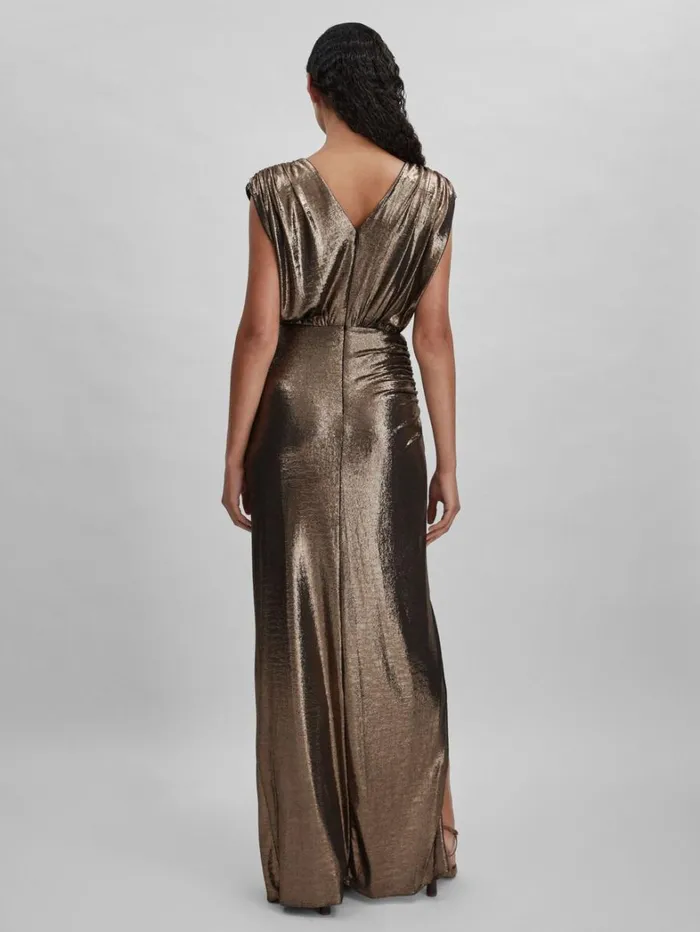Reiss Dresses Women Halston Metallic Ruched Maxi Dress In Gold Reiss Dresses Women Halston Metallic Ruched Maxi Dress In Gold