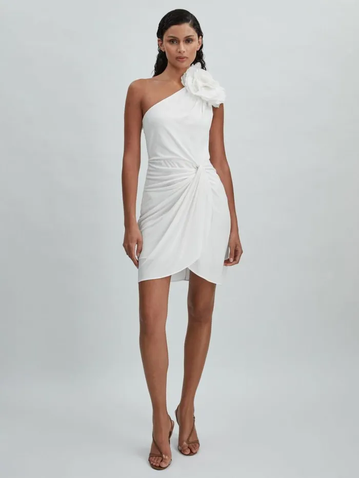 Reiss Dresses Women Halston OneShoulder Ruffle Mini Dress In White