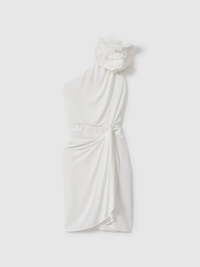 Reiss Dresses Women Halston OneShoulder Ruffle Mini Dress In White Reiss Dresses Women Halston OneShoulder Ruffle Mini Dress In White