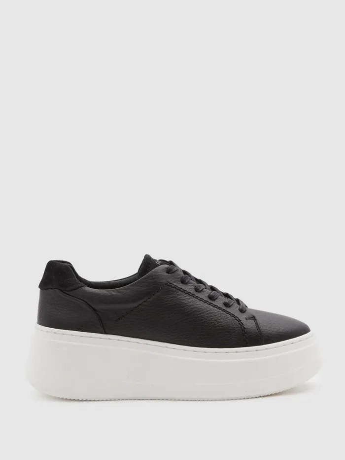 Reiss Flats Women Platform Leather Trainers In Black